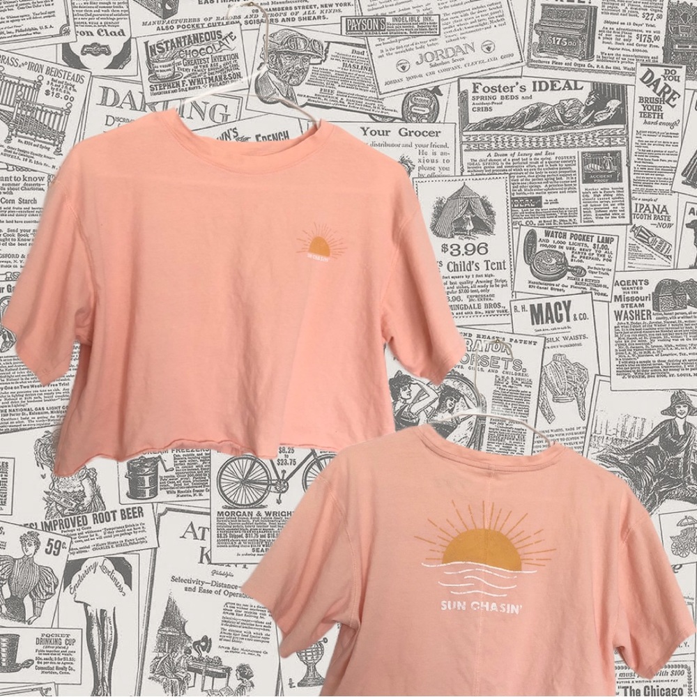 Flirtitude, Sun Casin Cropped TShirt, Light Salmon color, Size Medium
